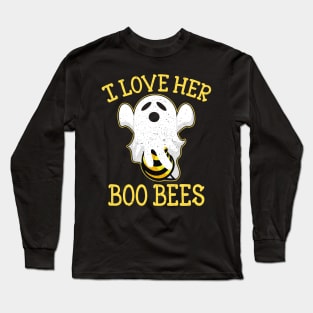 Boo Bees Shirt Halloween Couple I Love Her Matching Costume Long Sleeve T-Shirt